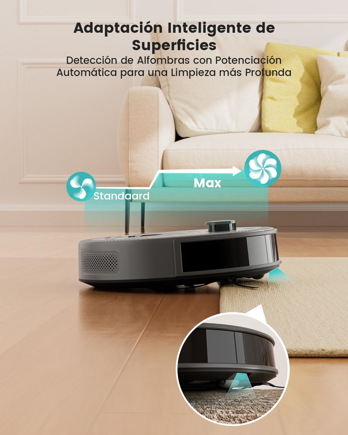Lefant M330 Pro Robot Aspirador y Fregasuelos con Mapeo 3 en 1, Navegación dToF, 5000Pa, Diámetro 28cm, Evitación de Obstáculos PSD 190°, App/Alexa/i Watch, Ideal para Pelo Mascotas y Alfombras, Gris