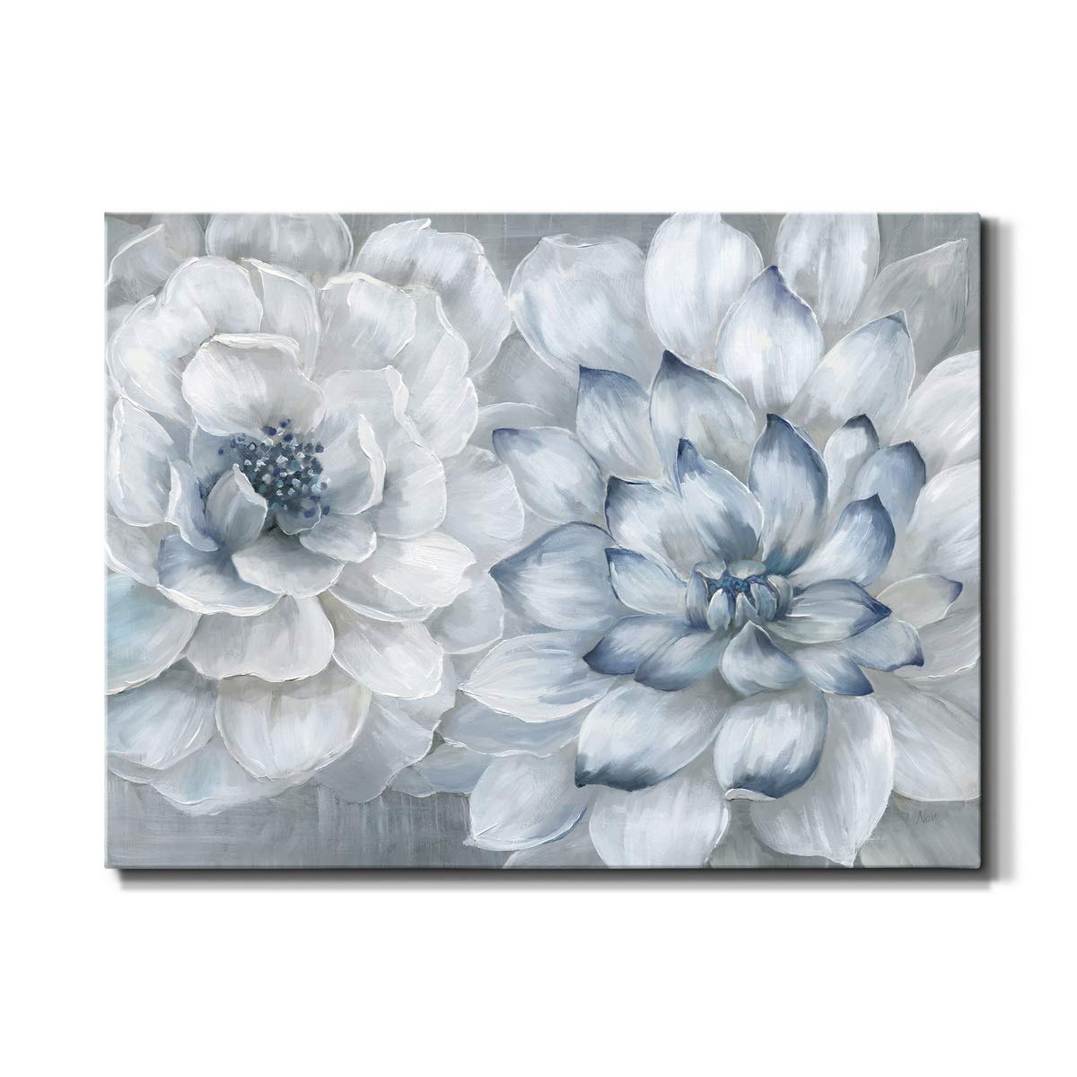 Renditions Gallery White and Blue Petals Wall Art, Vibrant Floral Artwork, Beautiful Spring Flowers, Premium Gallery Wrapped Canvas Décor, Ready to