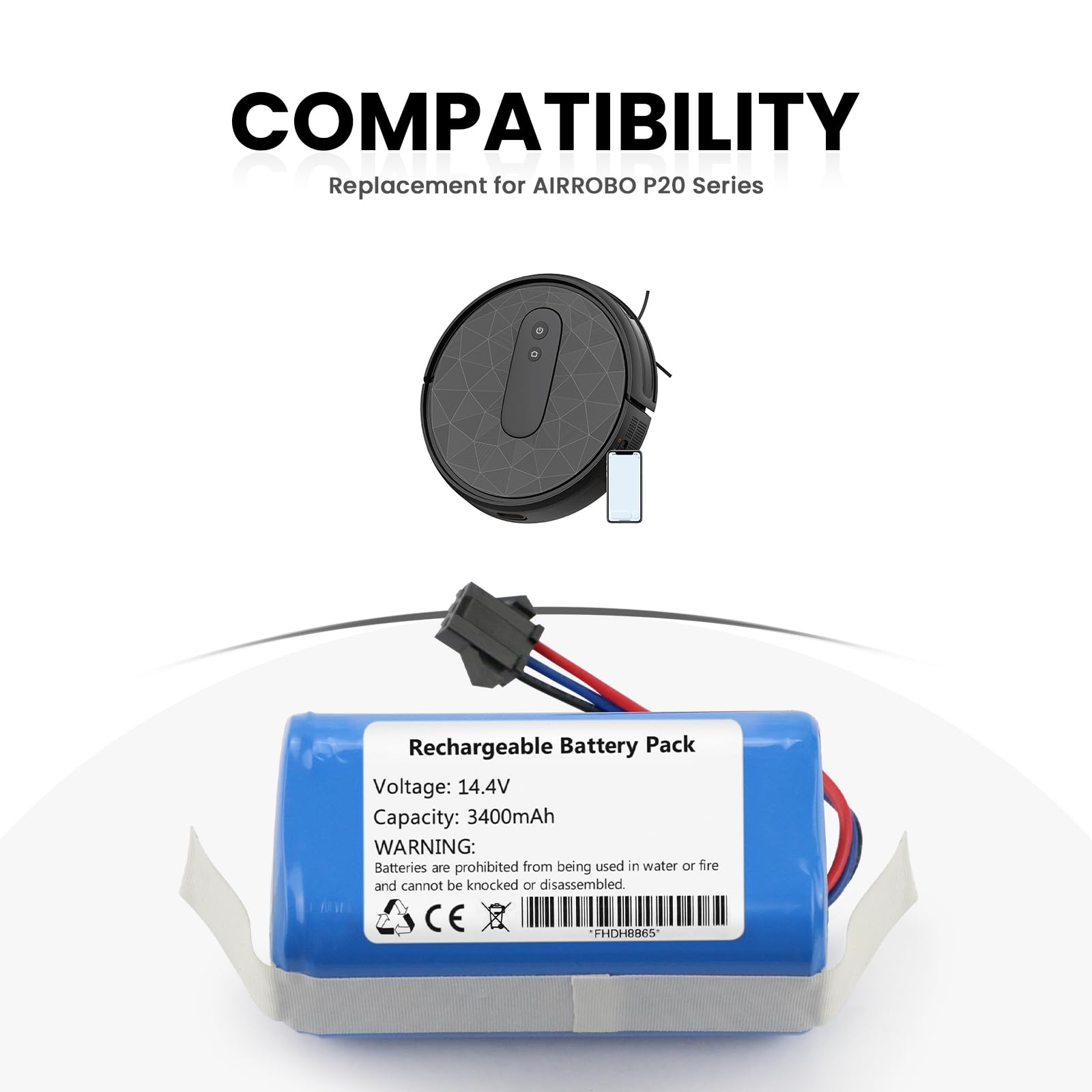 Batteria 2600mAh 14.4V Per Lefant M210 M210P M213 Aspirapolvere Robot - Ricambio A Lunga Durata, Facile Installazione - Foto 6