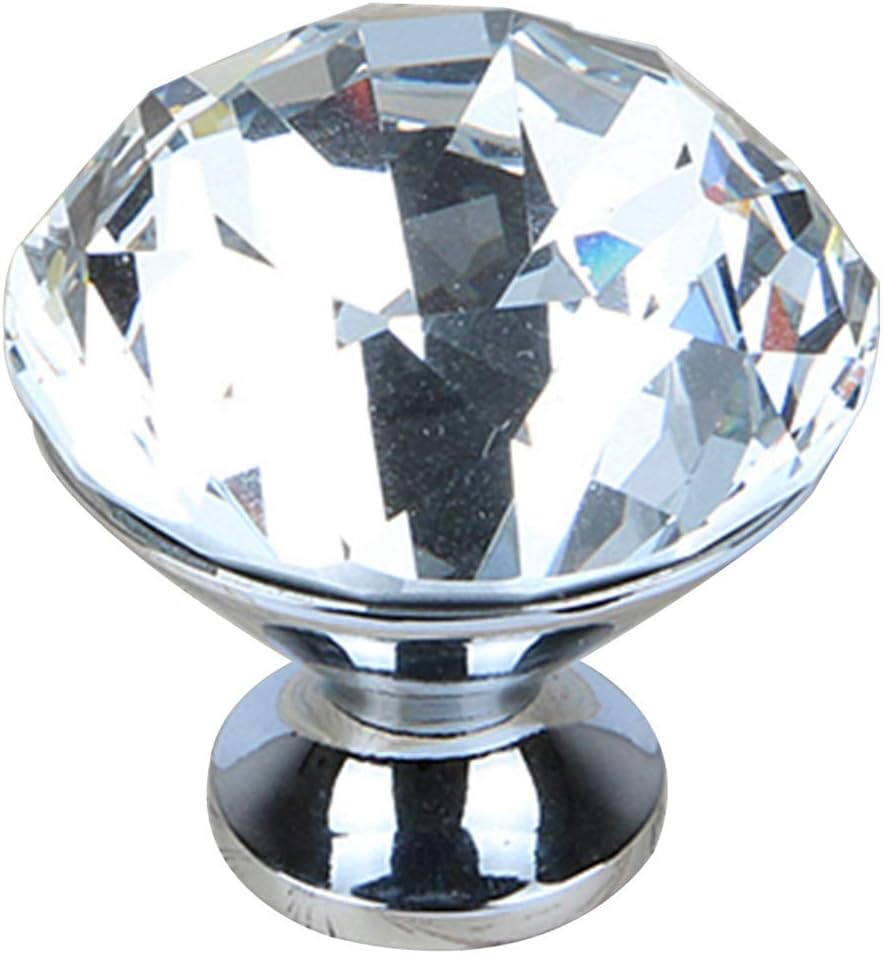 Knobs for Cupboards, Wardrobe, Wine Cabinet, Door Handle, Furniture Drawer, Shiny Knobs, Cupboard, Glass Ball, Single Hole Grab Handles (Color : Silver, 6, Size : 32.8cm) (Silver x 6 x 2 x 2.1cm)