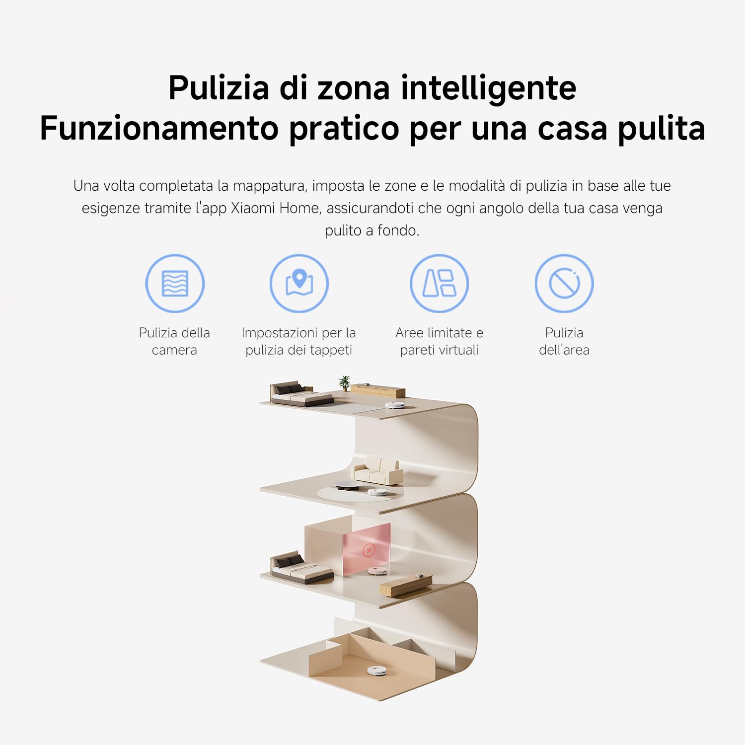 XIAOMI Robot Vacuum H40, Aspirapolvere e Lavapavimenti all-in-one, Potenza di Aspirazione 10.000Pa, Mappatura ad alta precisione con LDS, Ideale per Tappeti a Pelo Corto e Pavimenti Duri