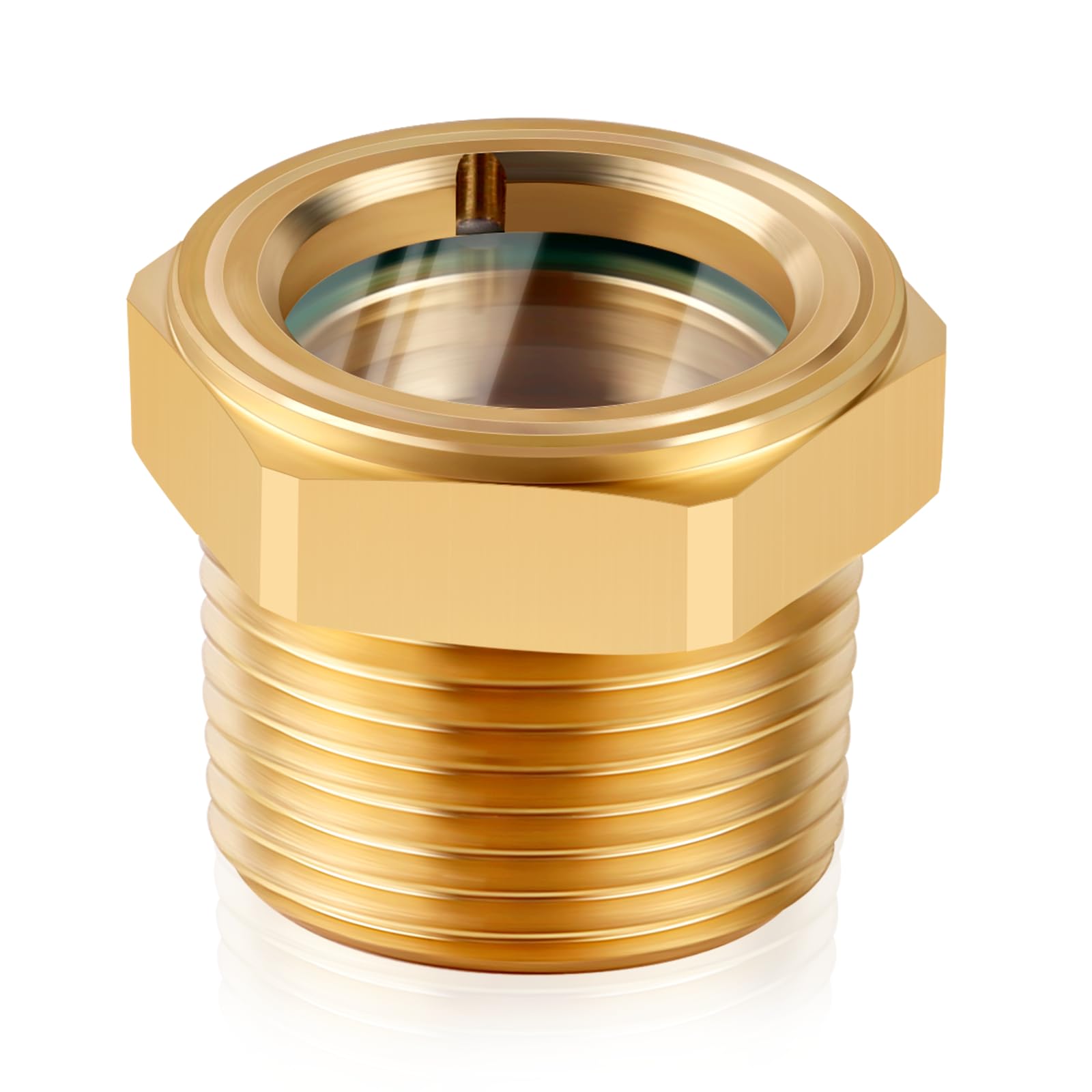 Compressor Oil Sight Glass, 1/2 NPT Male Hex Head Oil Sight Glass, Heavy Duty Solid Brass Oil Sight Glass Liquid Level Gauge Oil Indicator Window For