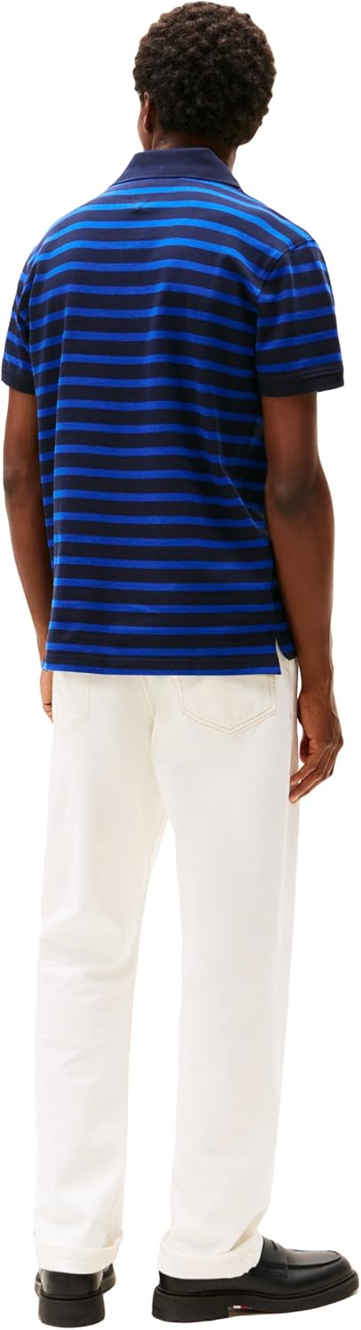 Tommy Hilfiger Men's Short Sleeve Polo Shirts in Classic Fit with Stretch and Organic Pique Cotton