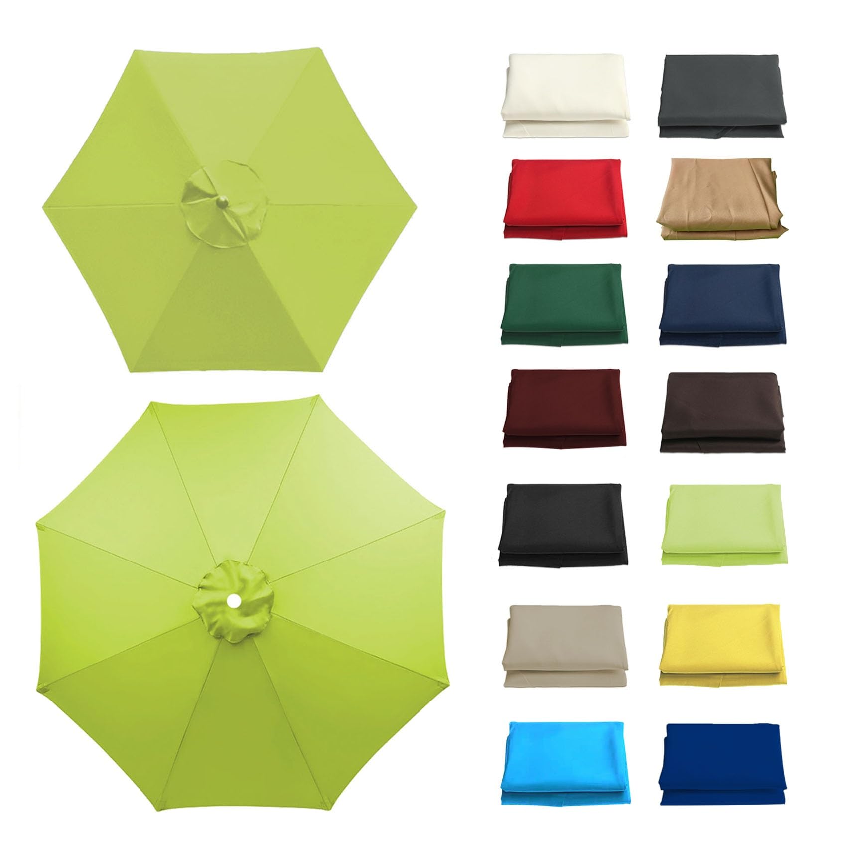 GZDXBF Round Umbrella Canopy Replacement 6 Ribs/8 Ribs, Replacement Parasol Fabric Cover For Outdoor Sunshade Rainproof, Polyester, 200cm 270cm 300cm(Color:Grass green,Size:8 ribs: 3m/9.8ft) — image 1