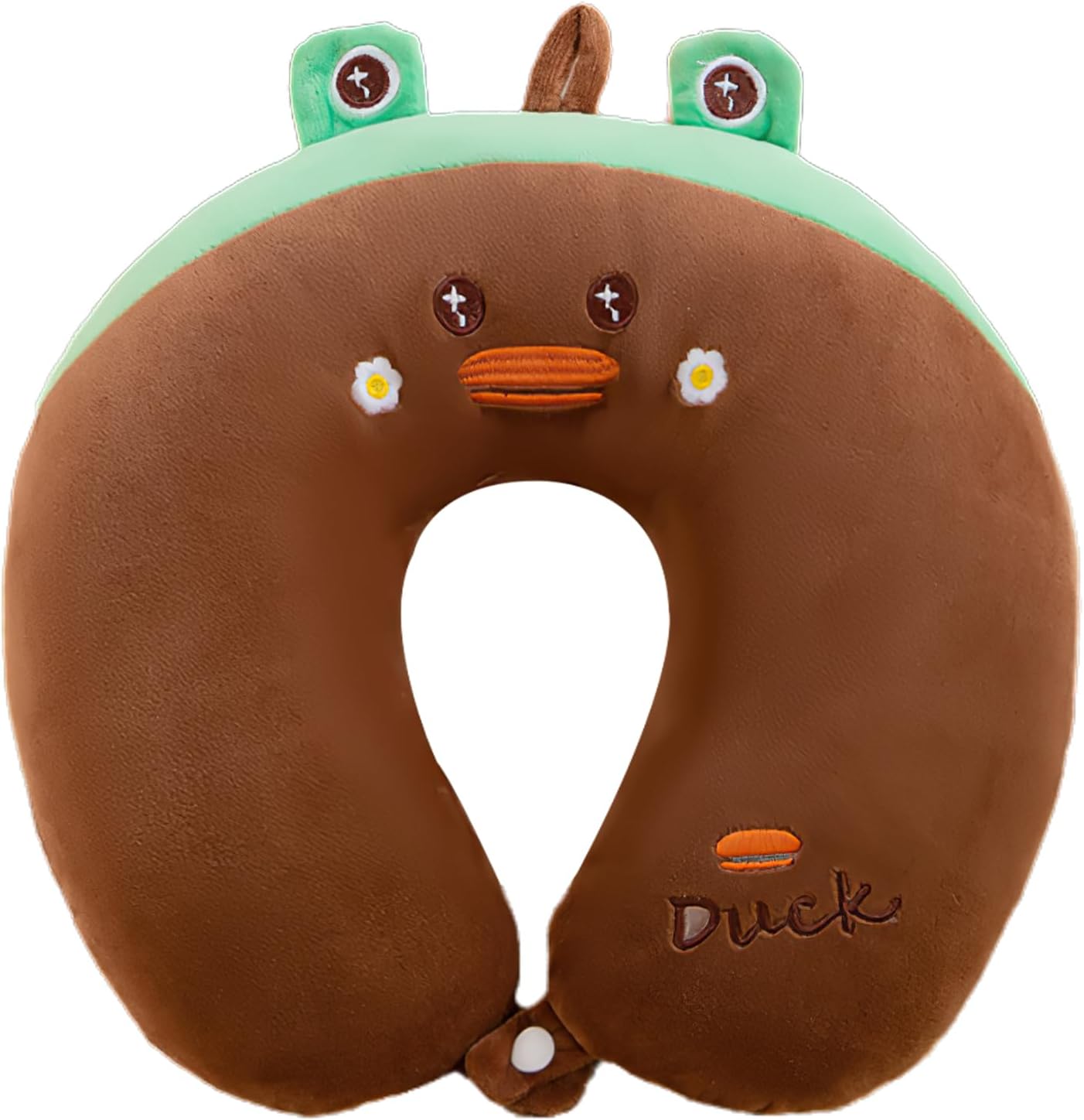 DiiWmme Travel Pillow,Kids Travel Pillow Cute U Shaped Neck Pillow for Traveling,Soft Memory Foam Headrest for Adults and Kids Long Flights Sleeping Travel and Camping (Brown Duck)