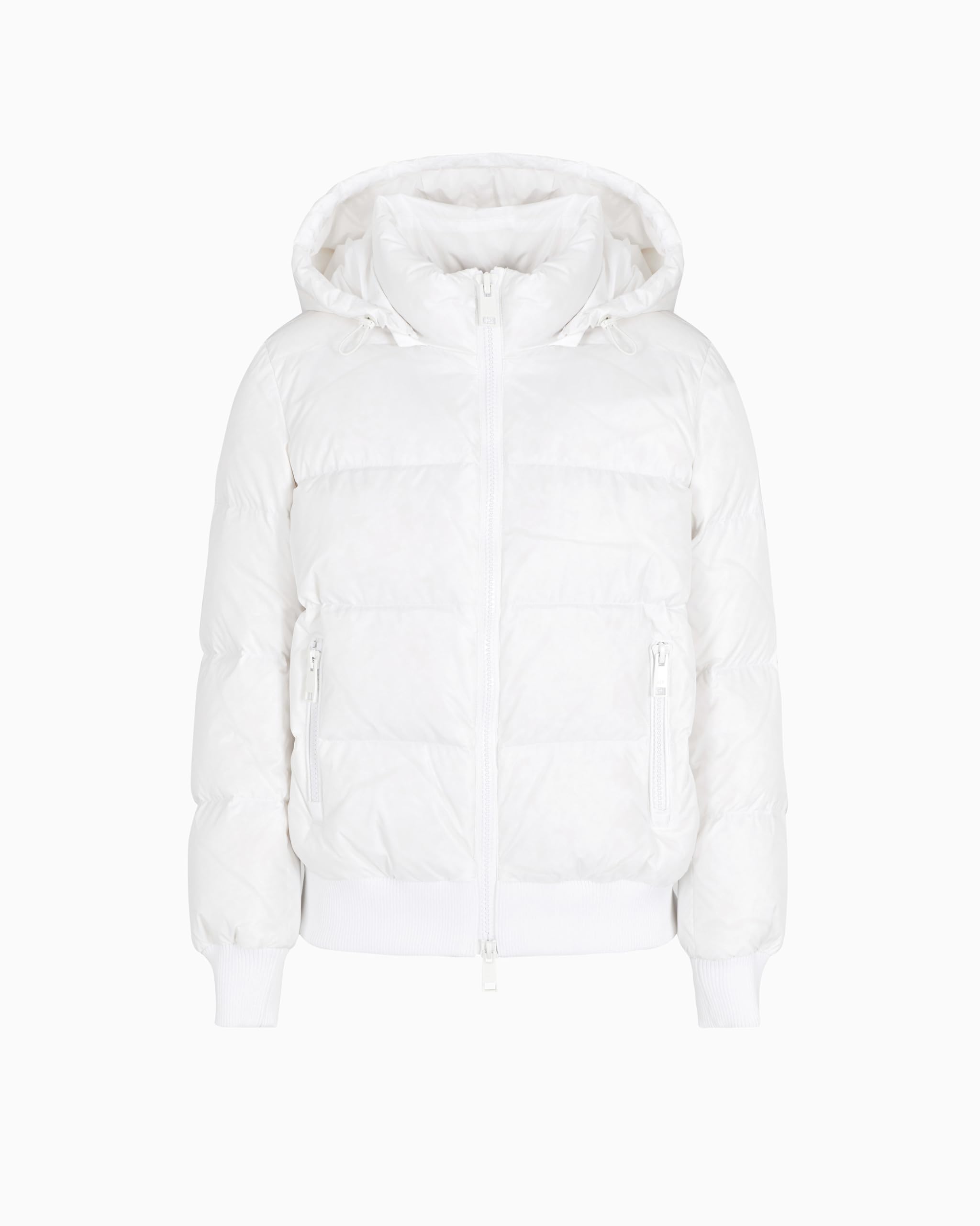 Armani Exchange Piumino trapuntato corto Bianco Ottico con cappuccio e logo patch