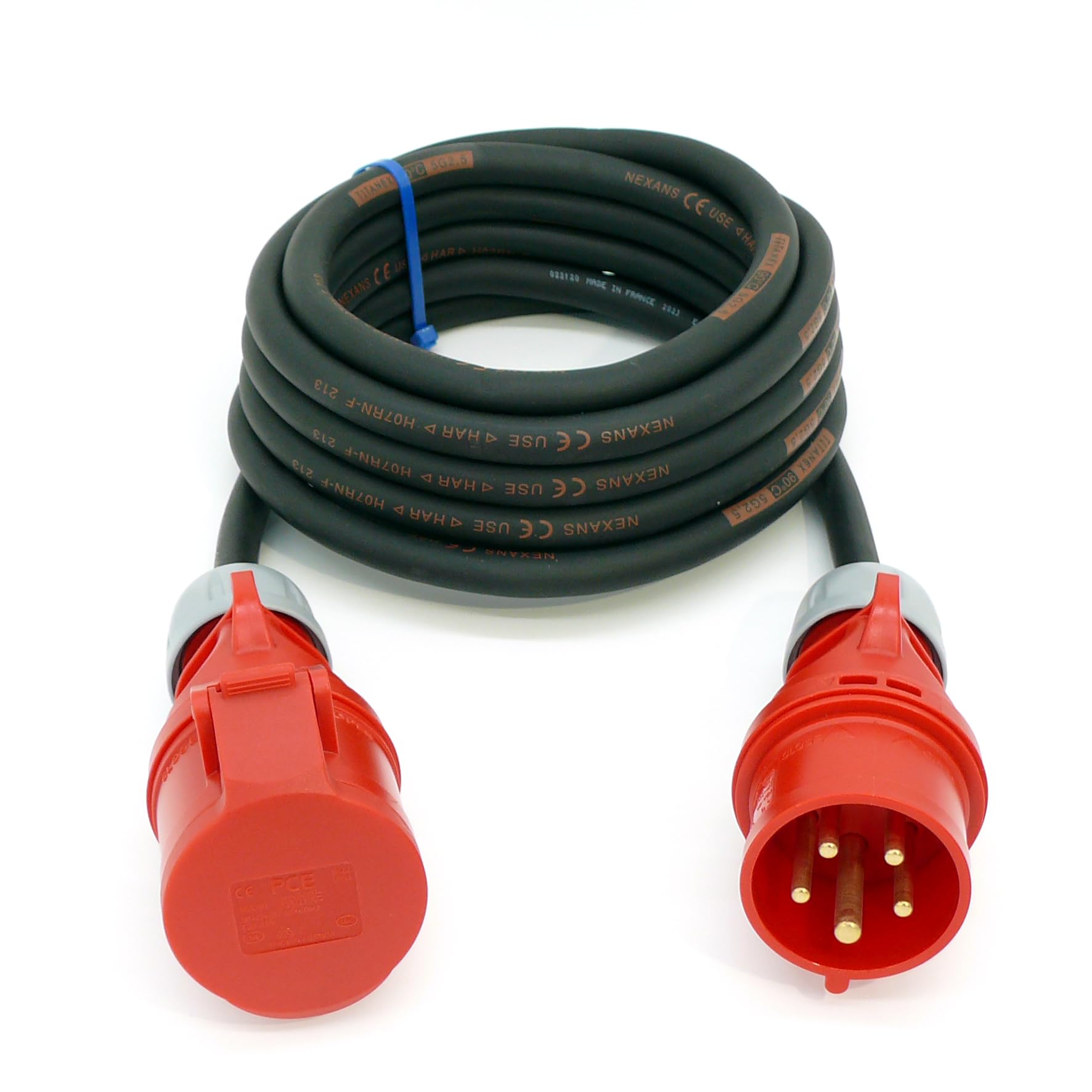 CEE Starkstromkabel (1,5m-50m) 16A Verlängerungskabel Titanex H07RN-F 5x2,5mm² mit PCE Shark Stecker und Kupplung, Business-Line von Event-Kabel (20 Meter)