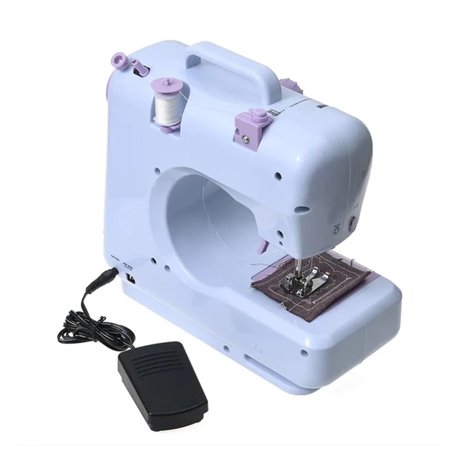 Máquina de Coser portátil Mini eléctrica para Manualidades domésticas, Remiendo y overlock, 12 Puntadas, Pedal, para Principiantes, con prensatelas, portátil y Flexible.