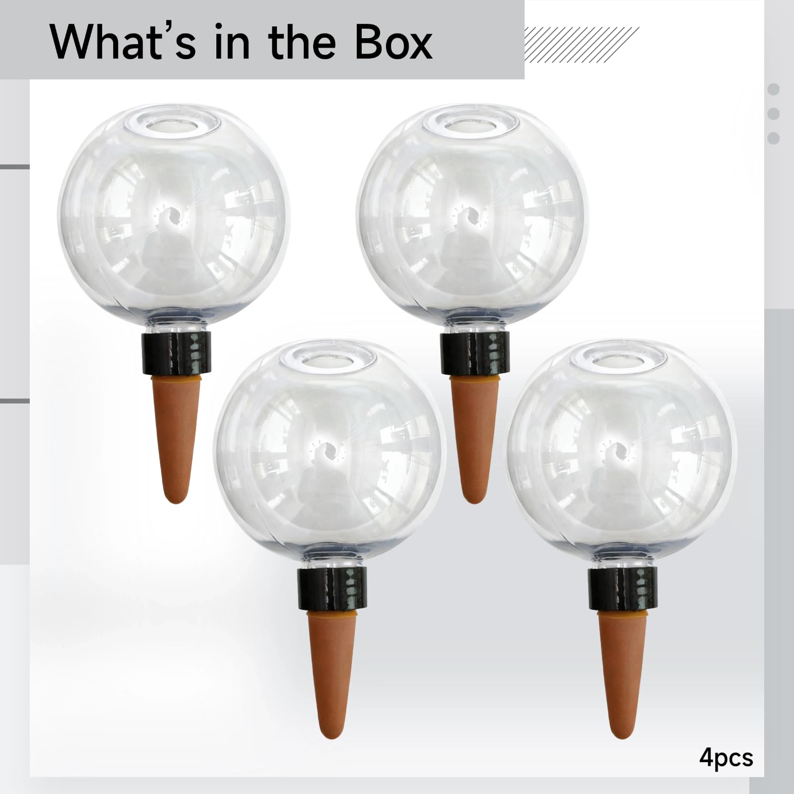 Lot de 4 boules d'arrosage pour plantes, irrigation goutte à goutte automatique 500 ml, insert d'arrosage autonome à libération lente, pour plantes d'intérieur et d'extérieur, aide arrosage en voyage