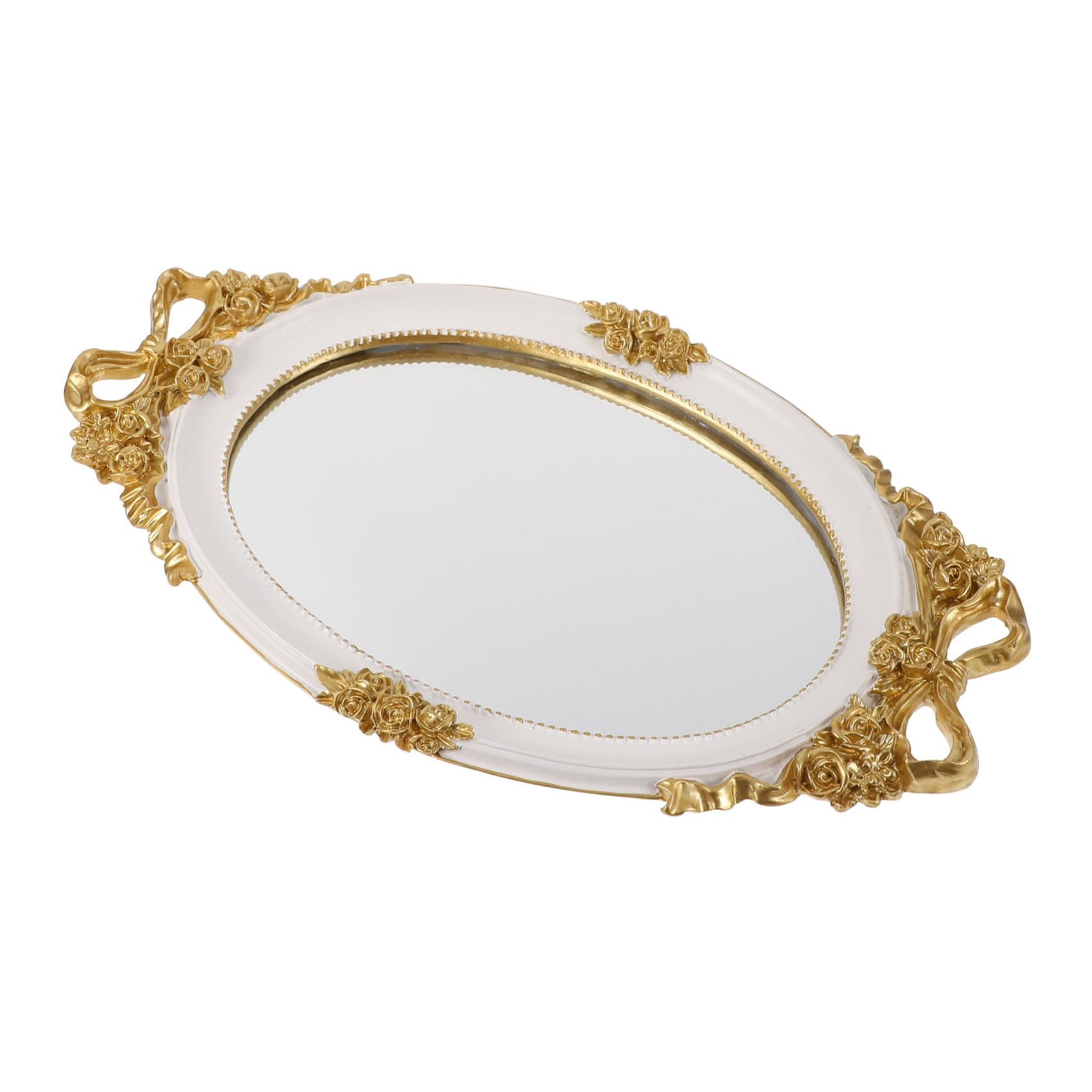SOLUSTRE Retro Mirror Tray Decorative Cake Server Wedding Storage Plate Dessert Plate Jewelry Displaying Tray