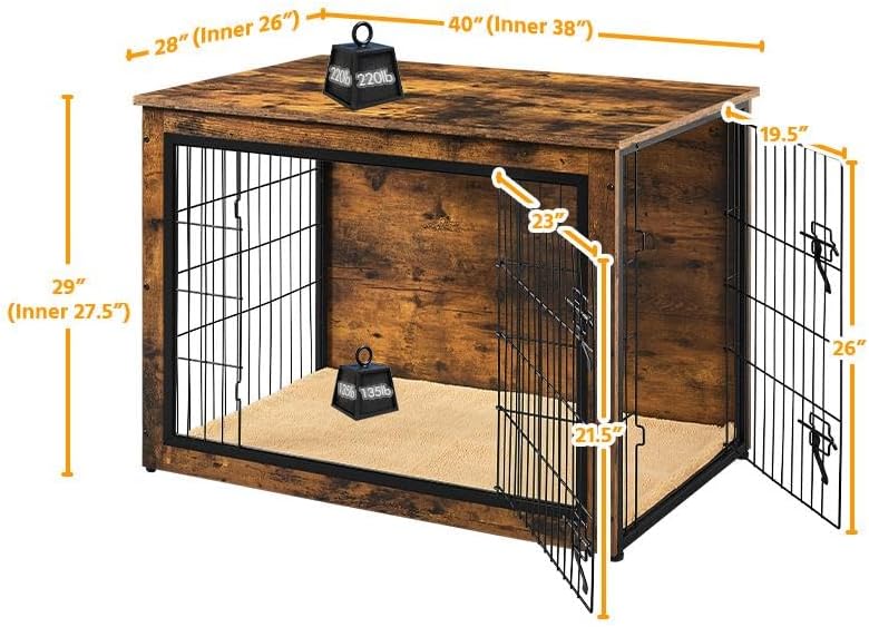 Miniatura 2 de Topeakmart Furniture Style - Jaula para perros, mesa auxiliar, jaula resistente para perros con paspartú, doble puerta, para perros de interior