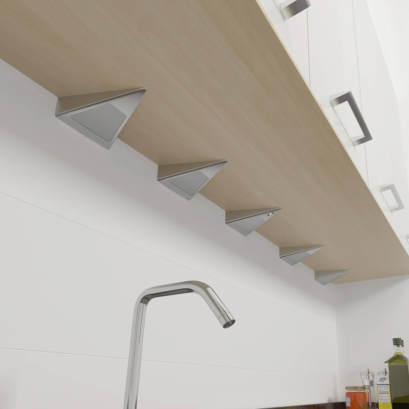 LED Unterschrankleuchten (Unterbauleuchte) Odia dimmbar mit Bewegungsmelder (Modern) in Alu aus Edelstahl (5 flammig,) Wohnzimmerleuchte