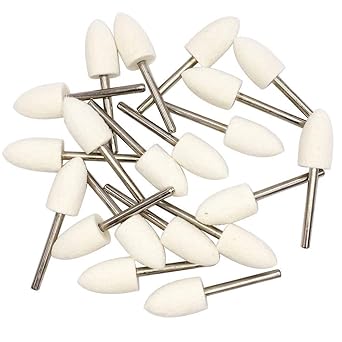 DIY Crafts Wool Felt Point Mandrel Mounted Polishing Bits White Conical Rotary Tool Accessories Kit Fit DIY Tools For Dremel - 1/8 Inch Shank. (Pack Of 18 Pcs, Rotary Tool Accessory)