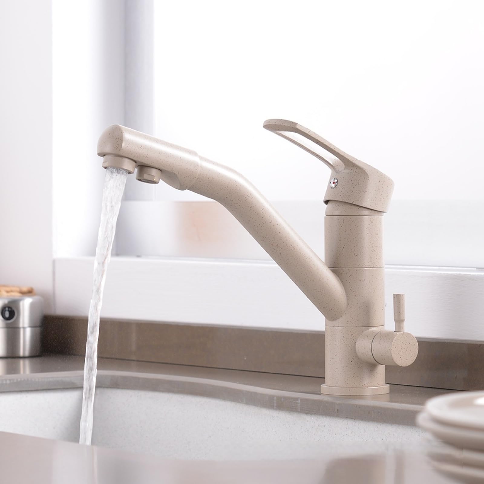 Fanjubei Beige Kitchen Hot And Cold Direct Drinking Stainless Steel Rotating Vegetable Basin Faucet