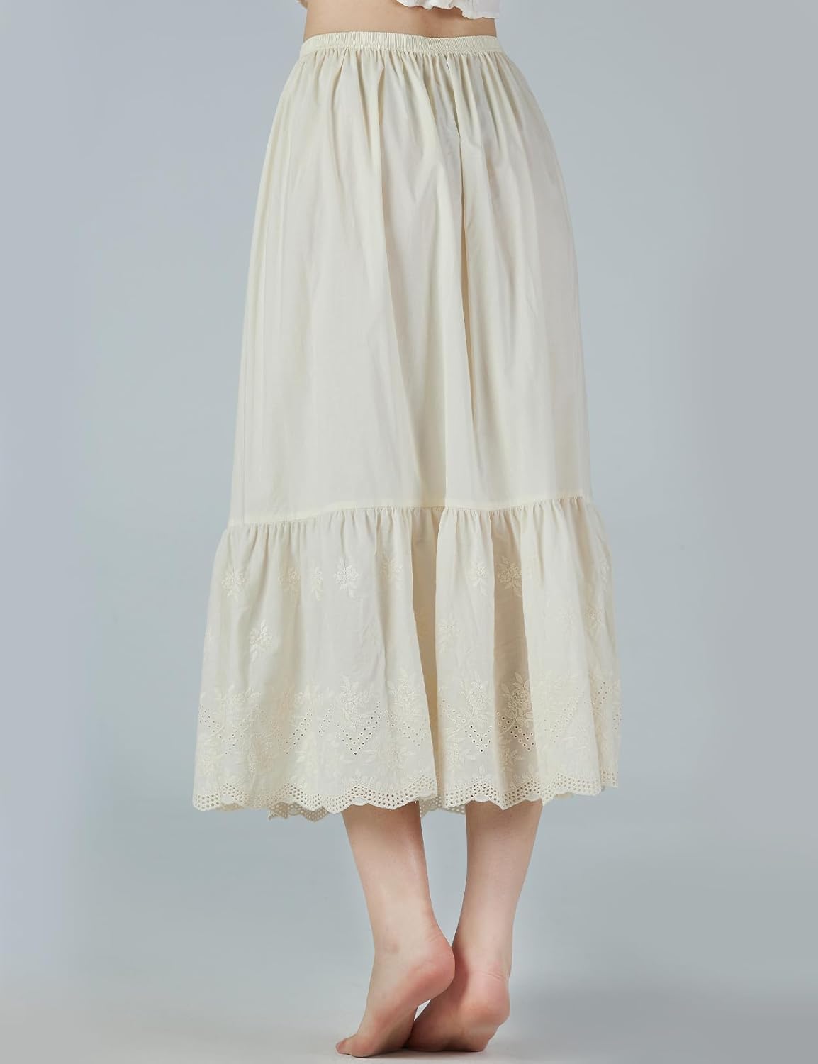 BEAUTELICATE Half Slip Skirt Extender 100% Cotton Vintage Underskirt with Lace Embroidery - Image 2