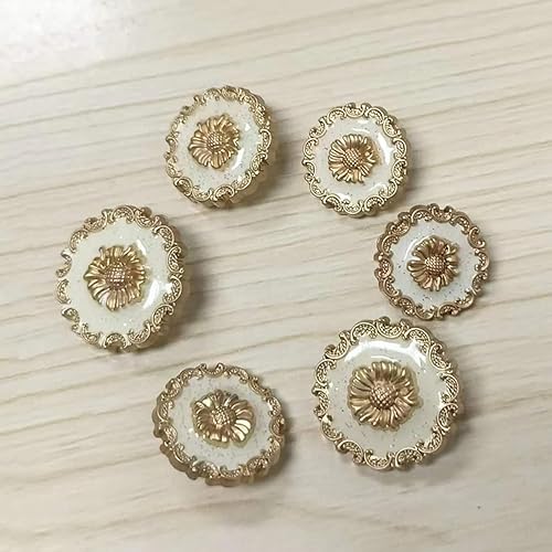 Miniatura 5 de PFFNGPEN Juego de 12 botones de metal para traje, botón de girasol, borla retro, botón dorado y blanco, adecuado para trajes, ropa de calle,
