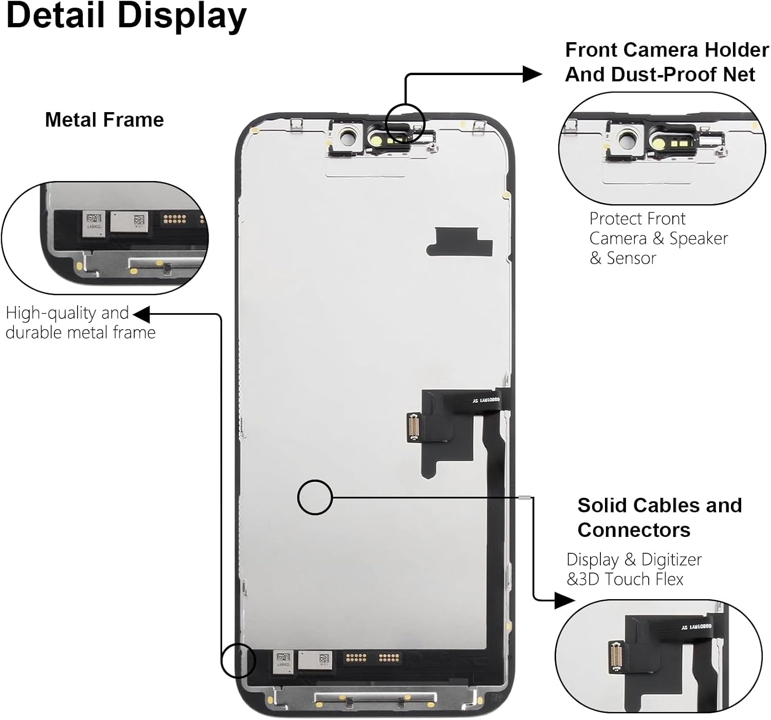 for iPhone 16 Pro Max LCD Screen Replacement, 3D Touch Display Digitizer Assembly with Tools+Screen Protector+Waterproof Frame Adhesive