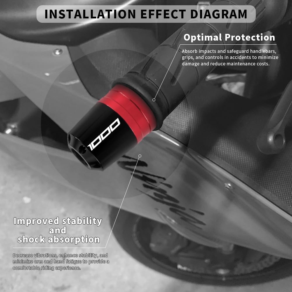 Motorcycle Bar End Sliders For Z1000 2003-2016 Z1000SX 2011-2017 Bar End Weights Bar End Protectors Handlebar Sliders z1000 z1000sx Accessories (Red)