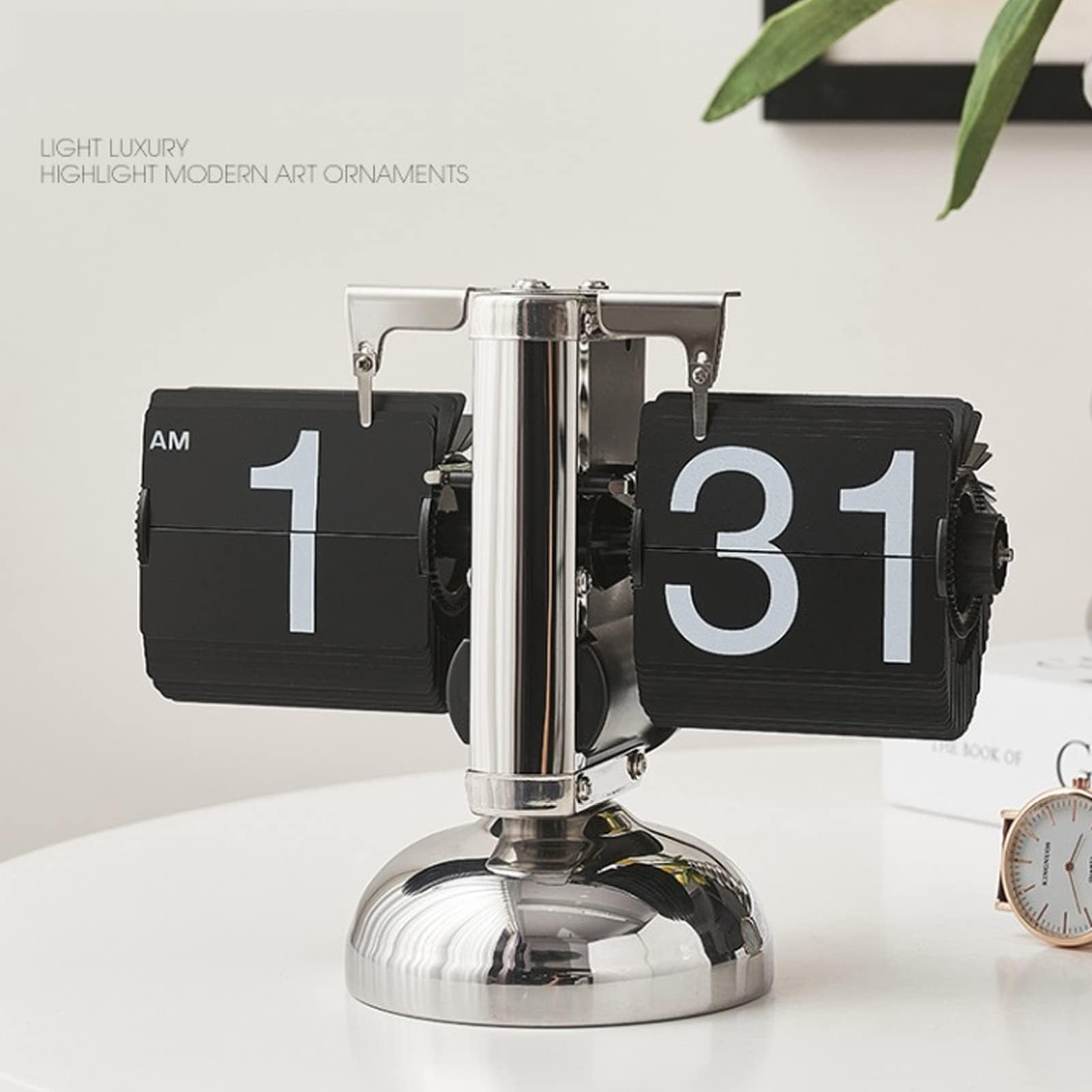 Ejoyous Orologio a Fogli Mobili Retrò Da Tavolo, Meccanico Digitale (BLACK)