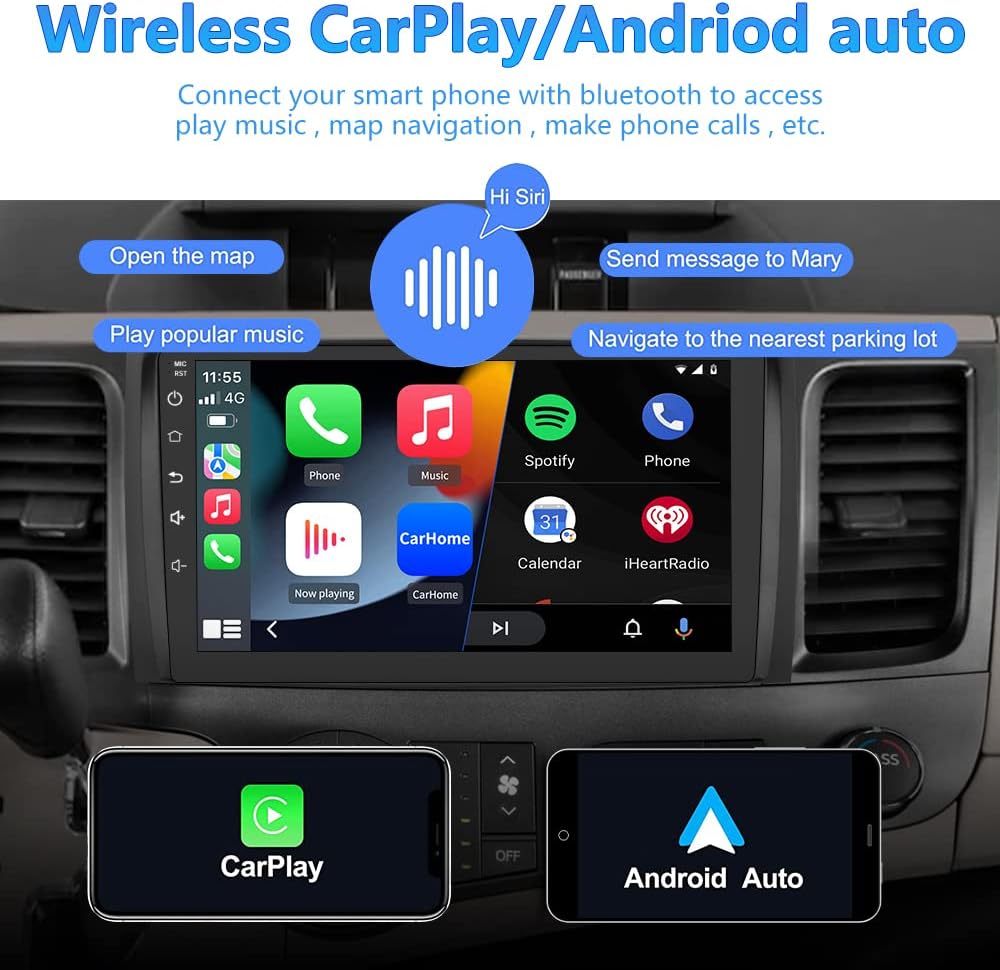 android 12 car radio stereo for toyota sienna 2011 2014 wireless apple carplay andriod auto 2g32g with swc wifi gps navigation dsp bluetooth fm
