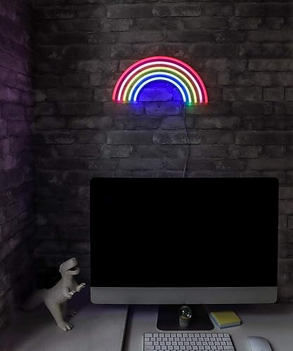 Miniatura 4 de Isaac Jacobs Letrero de pared LED de neón con texto en inglés "Arco iris multicolor" de 15 x 7.5 pulgadas para luz fría, arte de pared, decoración