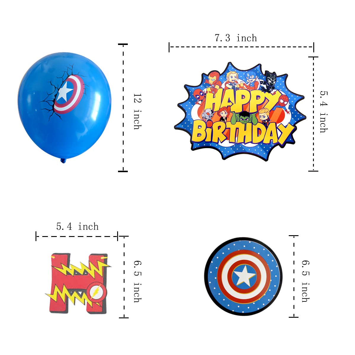 Superhero Birthday Party Supplies,12" Latex Balloons Cake Cupcake