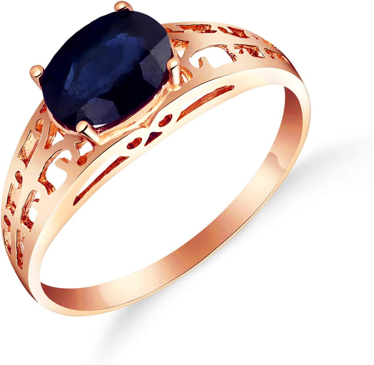 Galaxy Gold GG 14k Solid Yellow Gold Filigree Ring with 1.15 Carat (CTW) Natural Blue Sapphire-2394Y