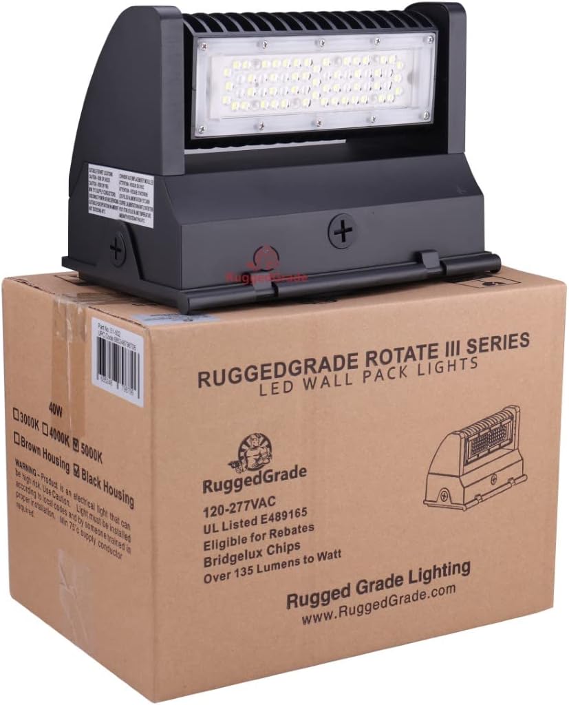 Suреr Dеаl Prоduсt 5,200 Lumen - 40 Watt Rotating Wall Pack - High Efficiency 130 Lumen to watt - Black Housing