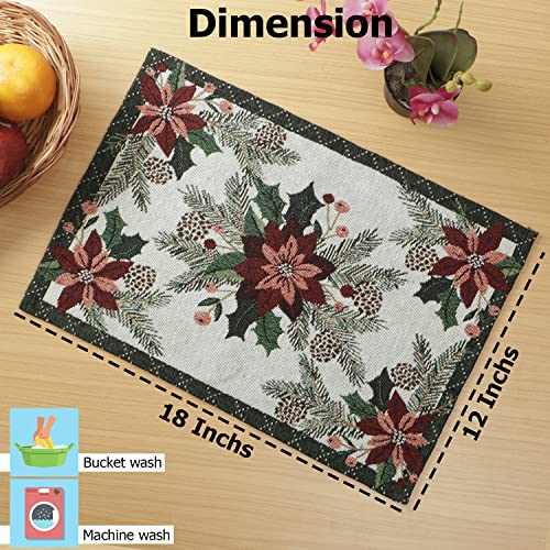 Image of HOKIPO Cotton Jacquard Dining Table Mat, Set Of 4 Placemats (12X18 In) (In-530-D1 X 4, White)