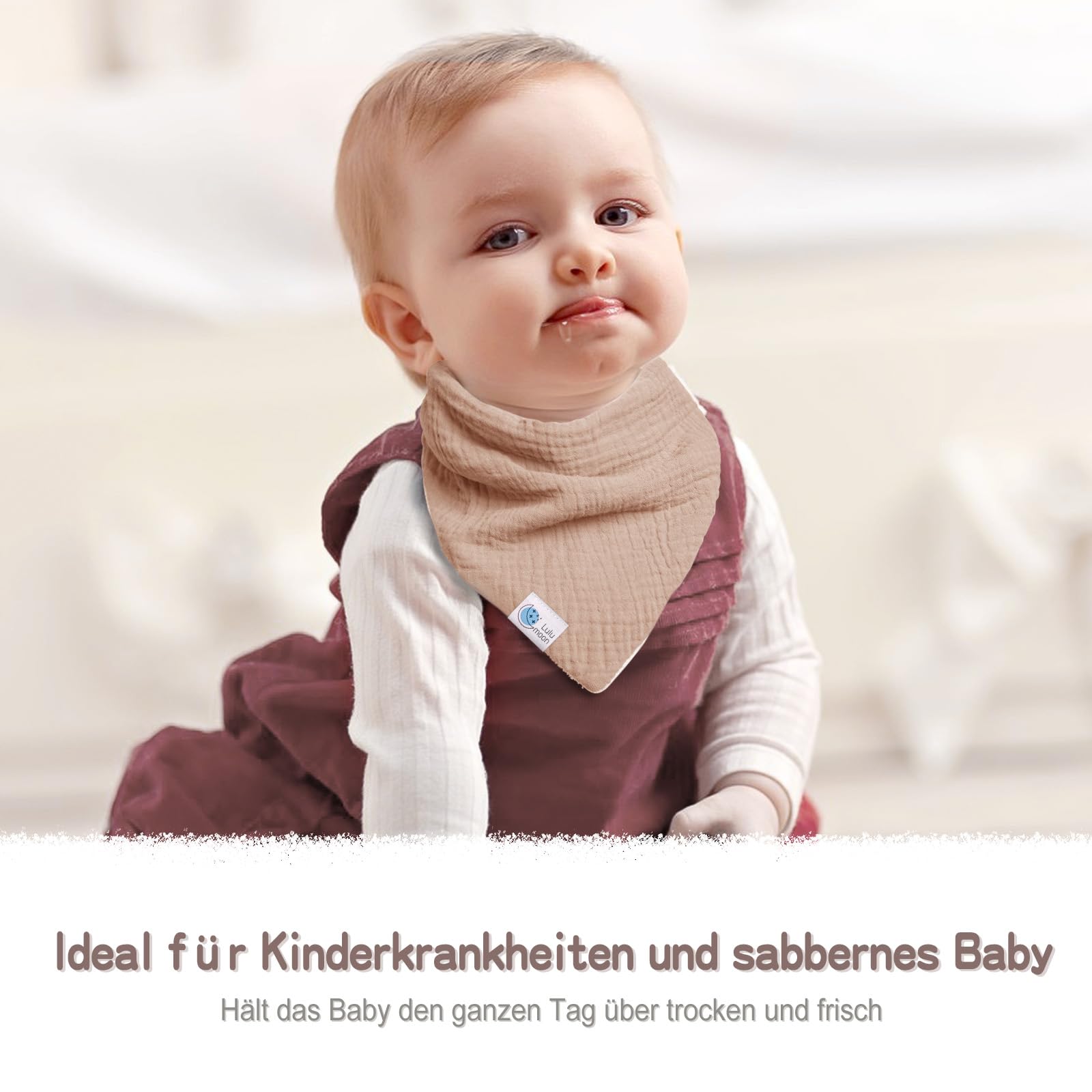 lulumoon Bavoir en Mousseline pour Bébé : Foulard Triangulaire pour Bébé Fille et Garçon, 100% Coton