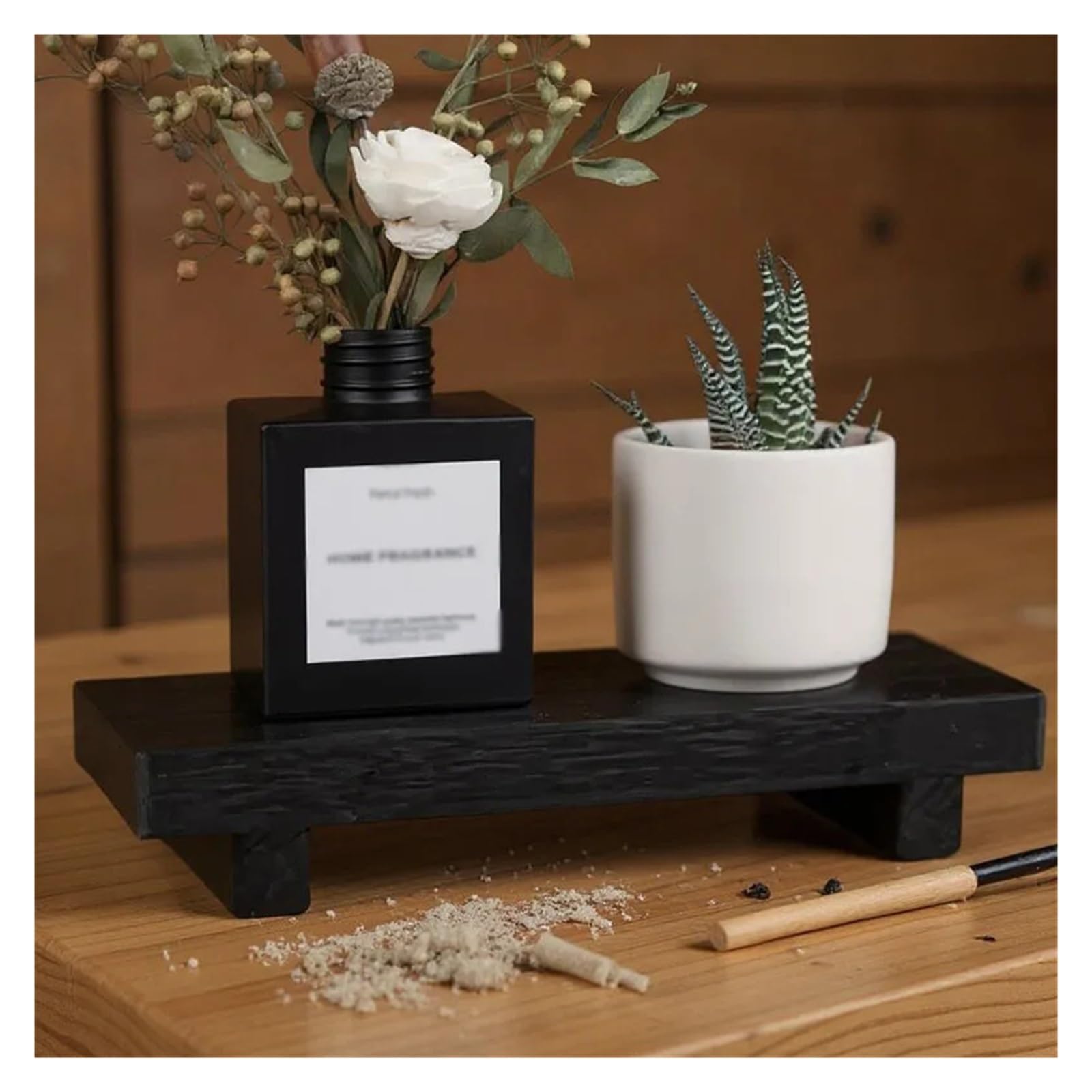 Elegante bandeja de silicona blanca – Jabonera de madera retro versátil y decorativa para macetas y accesorios de baño y decoración elegante del hogar