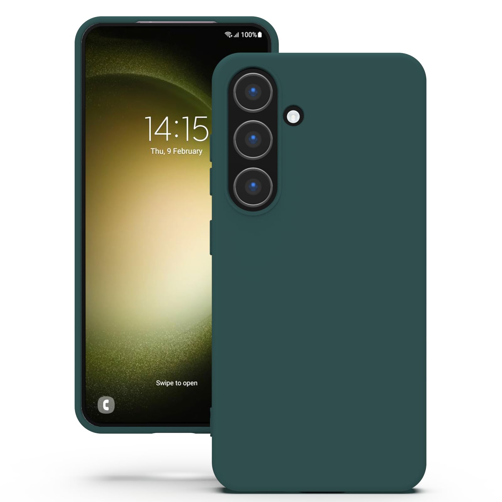 YATWIN Silicone Back Case for Samsung Galaxy S23, Soft-Touch Phone Back Cover for Samsung Galaxy S23 - Dark Green