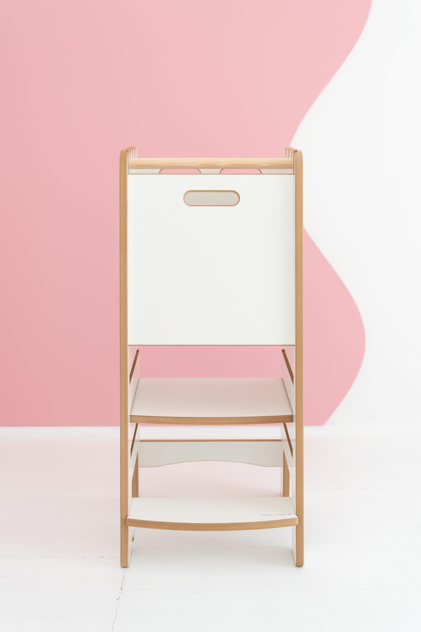 Bubble nie Lernturm mit Rüschen für Kinder – Montessori Kitchen Helper, sicherer Küchenturm, stabil & höhenverstellbar, Holz, ab 1 Jahr