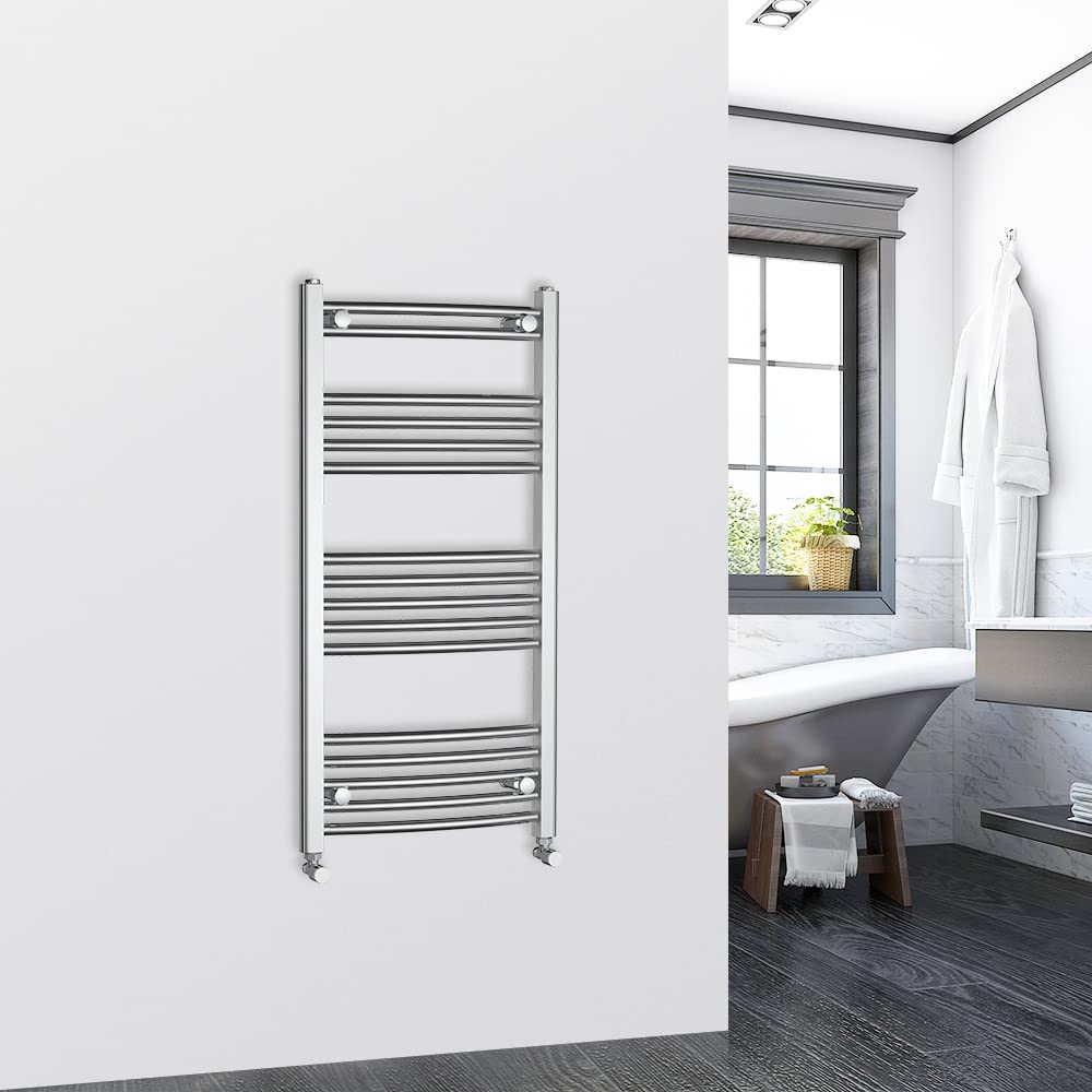 Warmehaus Curved 1000X500mm Chrome Bathroom Heated Towel Rail Radiator Ladder Style Towel Warmer