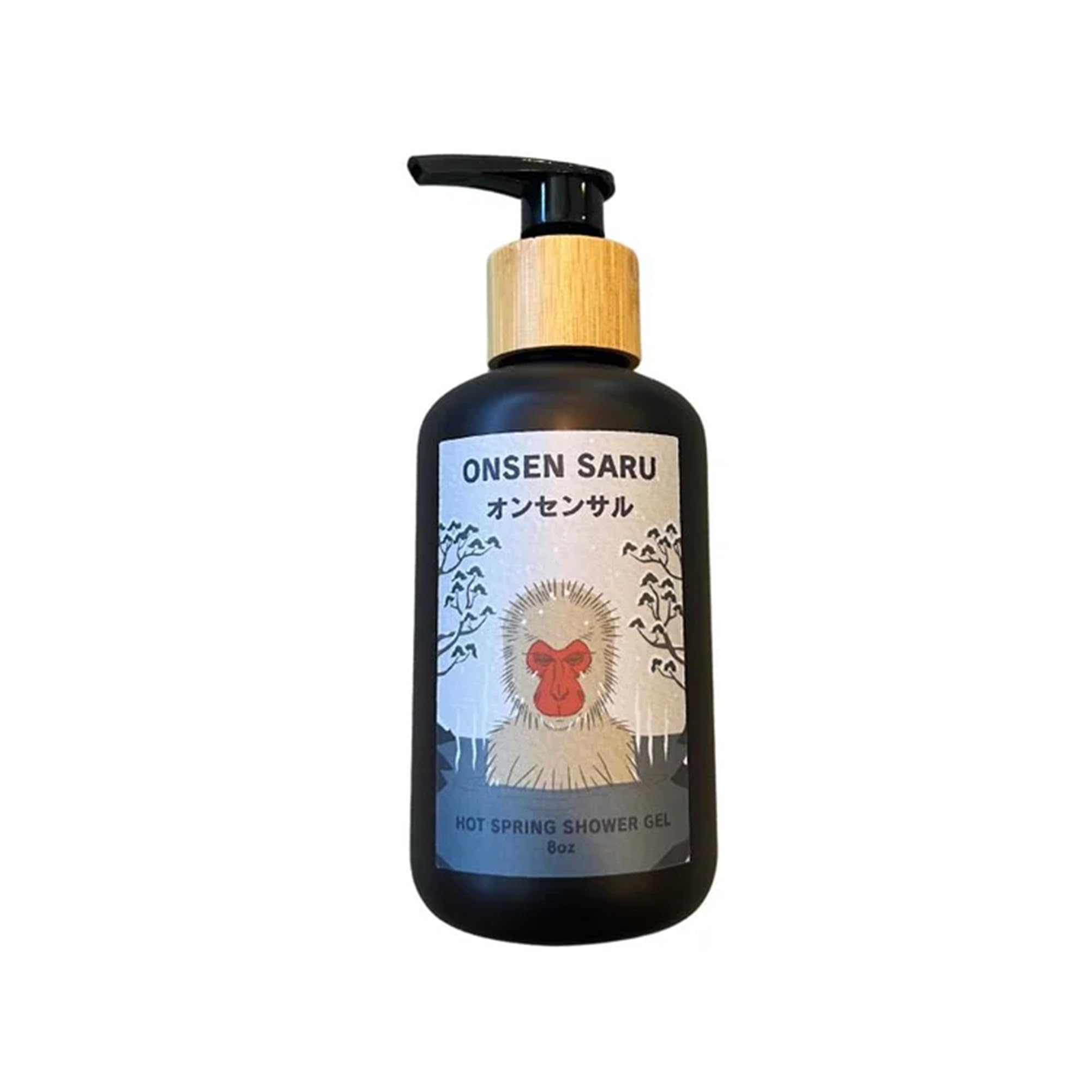 IPPINKA Shower Gel, Onsen Saru Hot Spring, Scents of Snow, Japanese Matsu Pine, and Cedar Wood, 8 Ounce