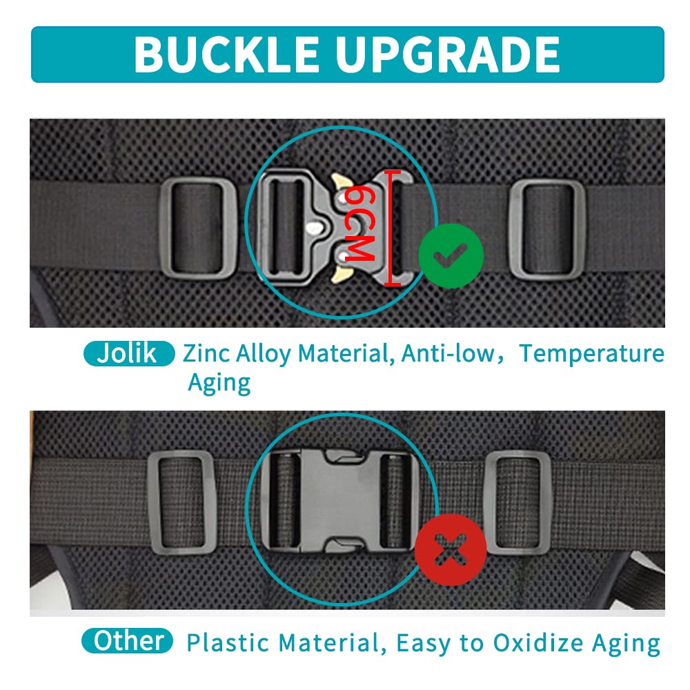 Jolik Upgrade Kinder Motorrad Sicherheitsgeschirr verstellbar mit zwei Griffen, atmungsaktives reflektierendes Material Schwarz