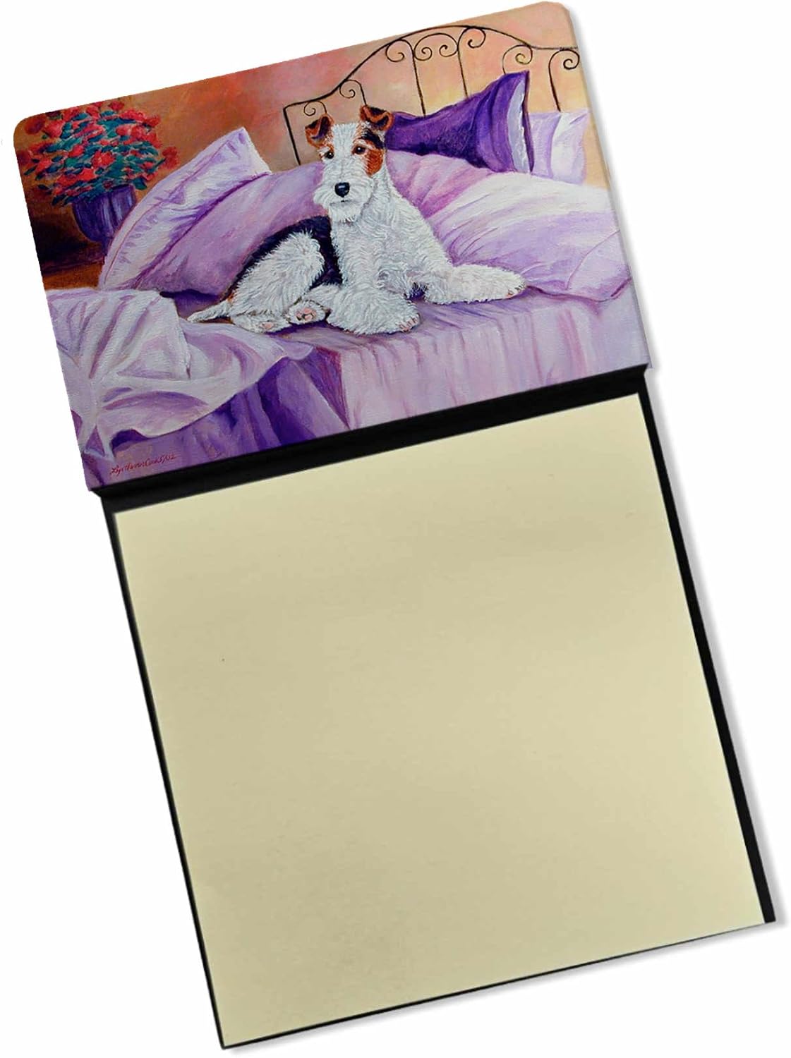 Caroline's Treasures Fox Terrier Waiting on Mom Refillable Sticky Note Holder or Postit Note Dispenser, 3.25 by 5.5", Multicolor