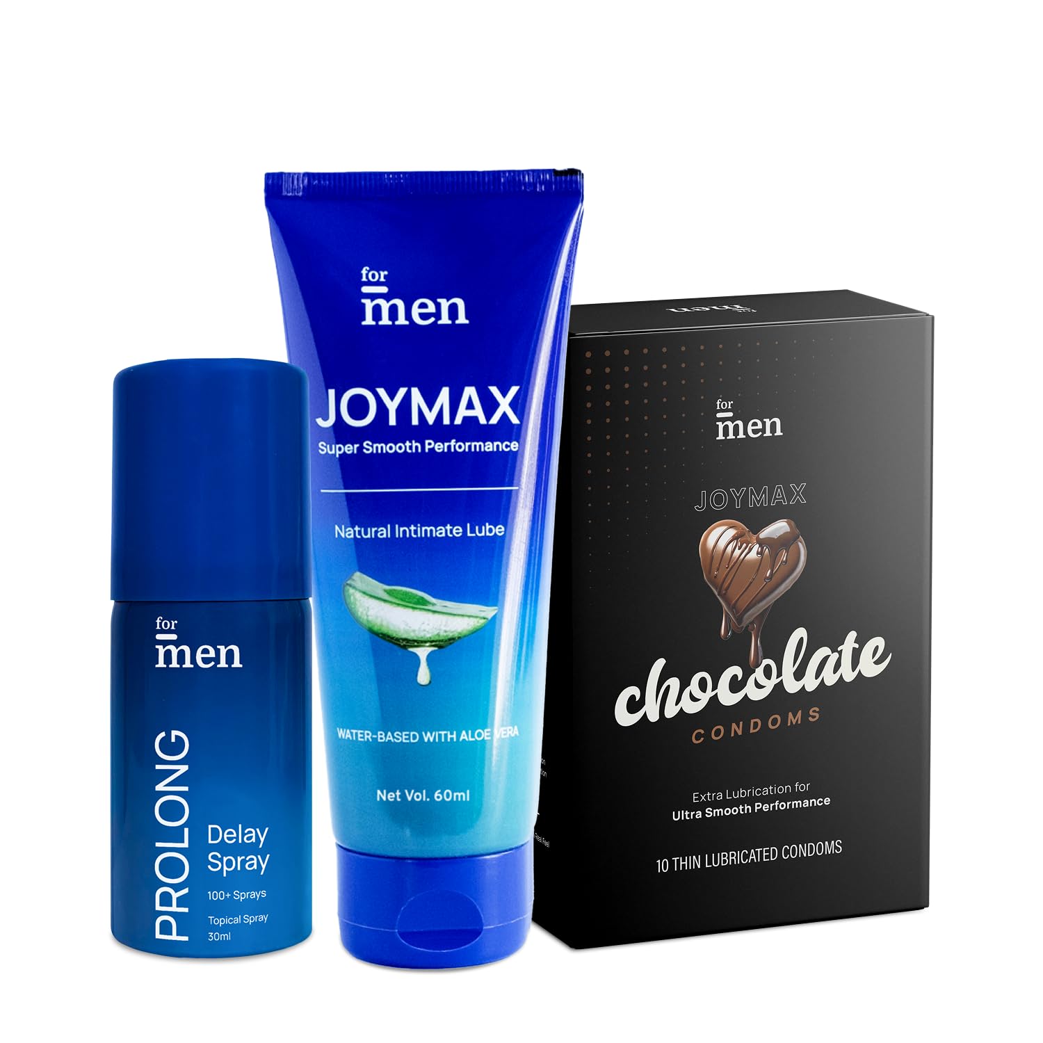 ForMen JOYMAX Chocolate Flavored Dotted & Lubricated Condoms with Prolong Spray (30ml) and Water-Based Intimate Lube Gel with Aloe Vera Performance & Pleasure Combo-picture-15