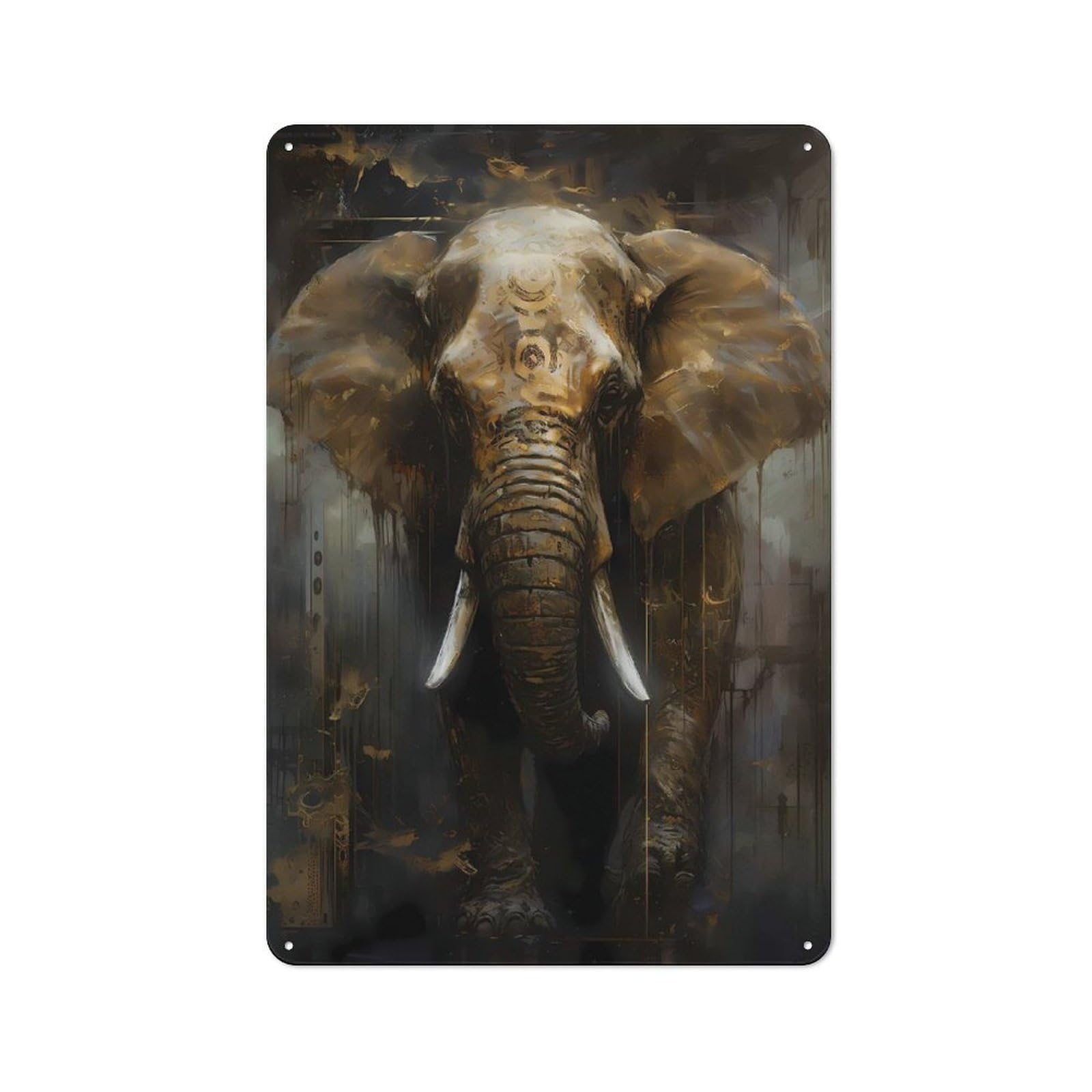 Junmoney Elephant Sweet Vintage Metal Wall Decor 30X20cm, Tin Wall Sign For Coffee Bar, Kitchen, Bistro Or Tea Corner