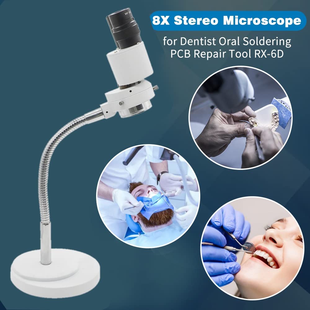 Microscope 8X Stereo Binocular Microscope Lab Equipment for Industrial Inspection Soldering PCB Repair with LED Light Adjustable(with LED Light)