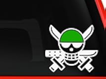 One Piece Zoro Flag White and Green Sticker Decal Pirate Cartoon Anime White Car Window Wall Macbook Notebook Laptop Sticker Decal by faststicker