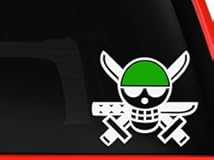 One Piece Zoro Flag White and Green Sticker Decal Pirate Cartoon Anime White Car Window Wall Macbook Notebook Laptop Sticker Decal by faststicker