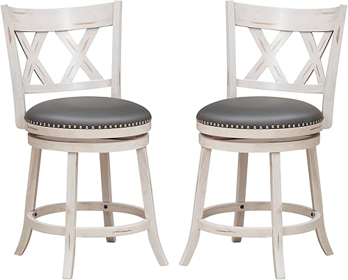 Miniatura 1 de Giantex Juego de 2 taburetes de bar de 25.5 pulgadas, taburetes giratorios de altura de mostrador con respaldo, asiento acolchado de 20 pulgadas de