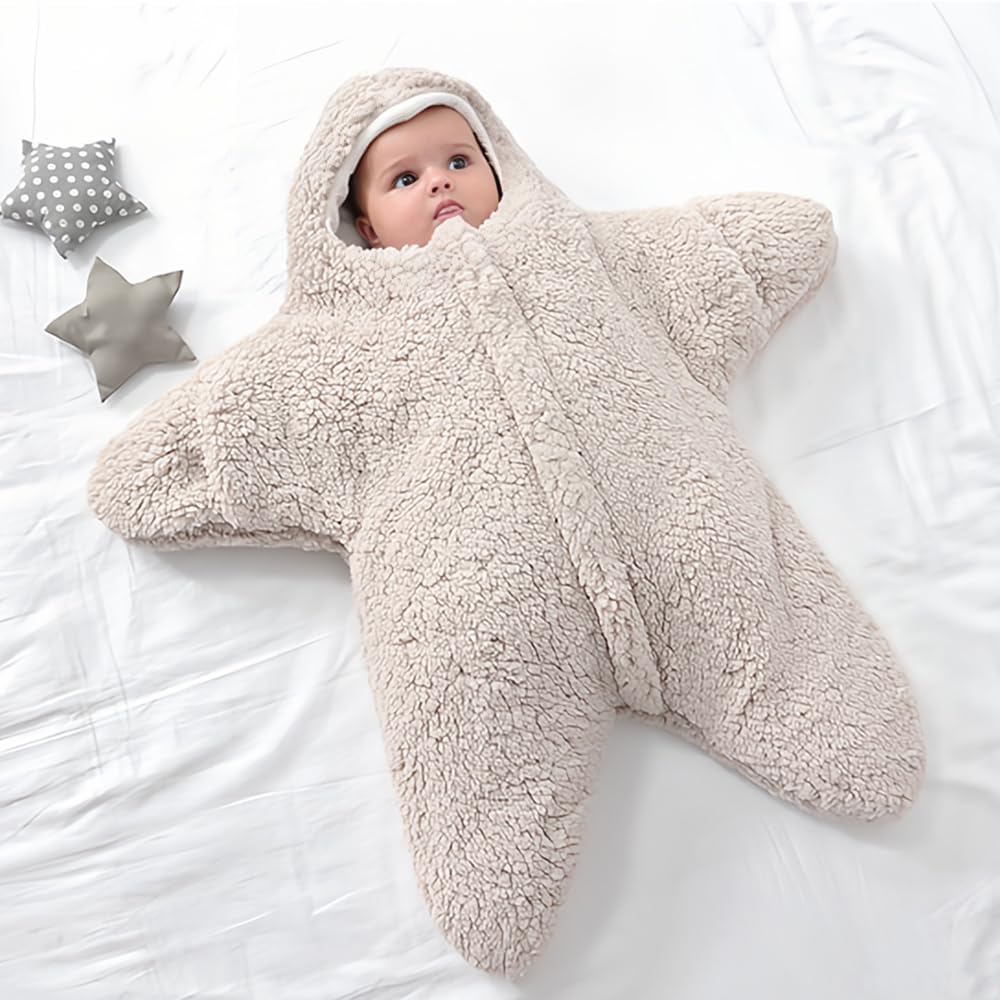 BINIDUCKLING Baby Bunting Suit Starfish Outfit for Fall & Winter Fleece Pramsuit 3-12 Months
