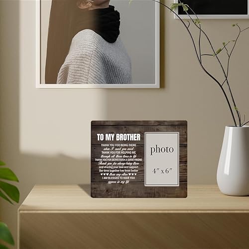 Miniatura 3 de Nurawo Regalos para el mejor hermano, regalos para hermanos de hermanas, regalos para hermano, marco de fotos de madera para hermano, marco de fotos