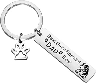 St Bernard Dog Papa Lover Gift Best Saint Bernard Dad Ever St Bernard Dog Rescue Theme Keychain