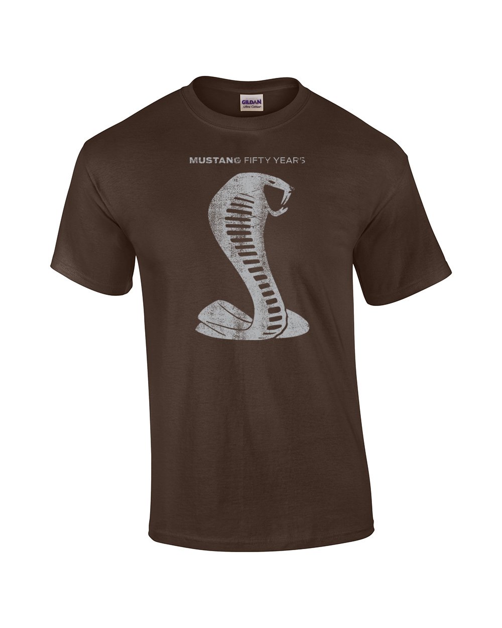 Ford Short Sleeve T-Shirt Mustang 50 Years Cobra-Brown-Large