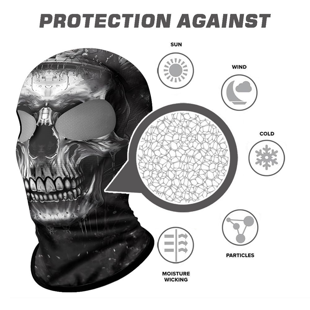 ShopINess Kominiarka 3D czaszka unisex dla dorosłych na motocykl sport imprezy Halloween i karnawał czaszka czarno-biała, Biały,, Talla única