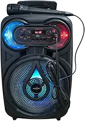 Caixa de Som Bluetooth Grande com Microfone, Sistema de Áudio Portátil, 8 Polegadas Luzes LED colorida - modelo GTS-1718