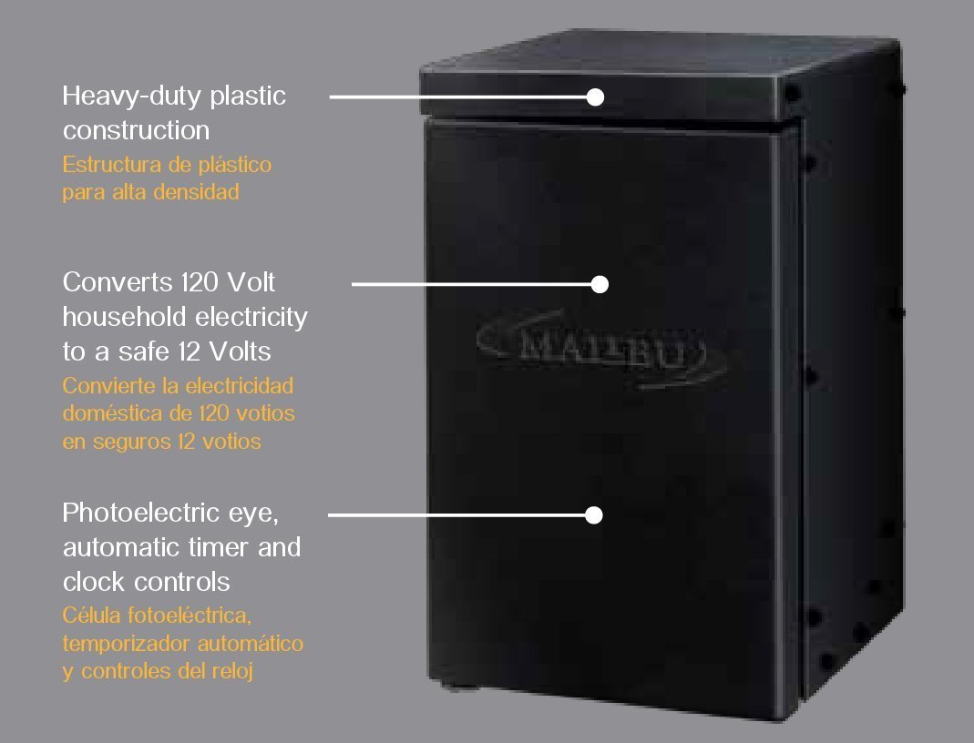 Malibu 200-Watt Transformer with Timer and Sunlight Sensor for Low Voltage Landscape Lighting 120V Input 12V Outdoor